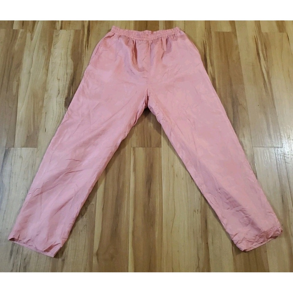 Studio Ray Pink Silk Pants Womens Size Large Nylon Lined Vintage Pockets NEW